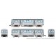 Budd 2600 Series L 2-Car Pair - Standard DC -- Chicago Transit Authority CTA (stainless steel, blue, Speedlines Logo), N, Rapido