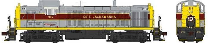 Alco RS3 Phase 1 - Standard DC -- Erie-Lackawanna 927 (gray, maroon, yellow, Large Louvers), HO, Bowser Manufacturing Co. 25449