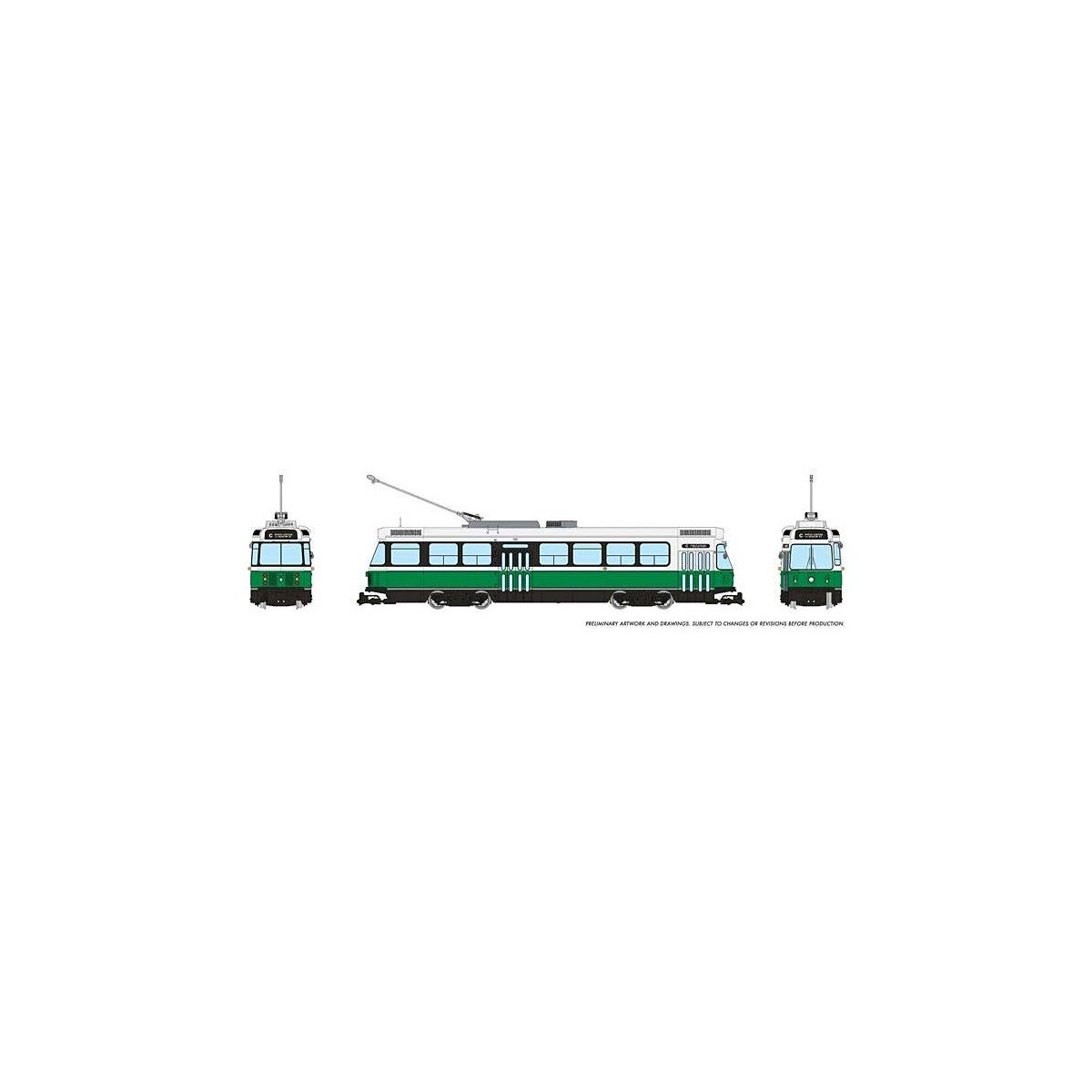 Canadian Light Rail Vehicle CLRV - Standard DC -- MBTA Boston (Fantasy Scheme, white, green), HO, Rapido Trains Inc 702020