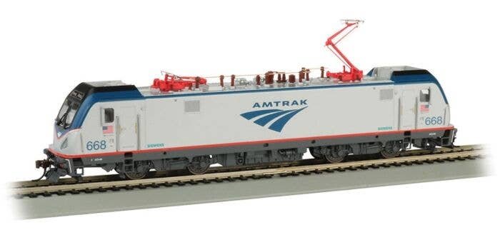 Siemens ACS-64 Electric - DCC and Sound -- Amtrak 668 (Phase V, silver, blue, red, black, Travelscape Logo), HO, Bachmann Indust