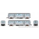 Budd 2600 Series L 2-Car Pair - Sound and DCC -- Chicago Transit Authority CTA (stainless steel, blue, Speedlines Logo), N, Rapi