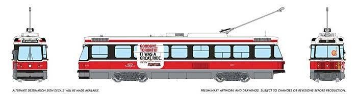 Canadian Light Rail Vehicle CLRV - Sound and DCC -- Toronto Transit Commission TTC 4057 (Late, red, white, Goodbye Toronto), HO,