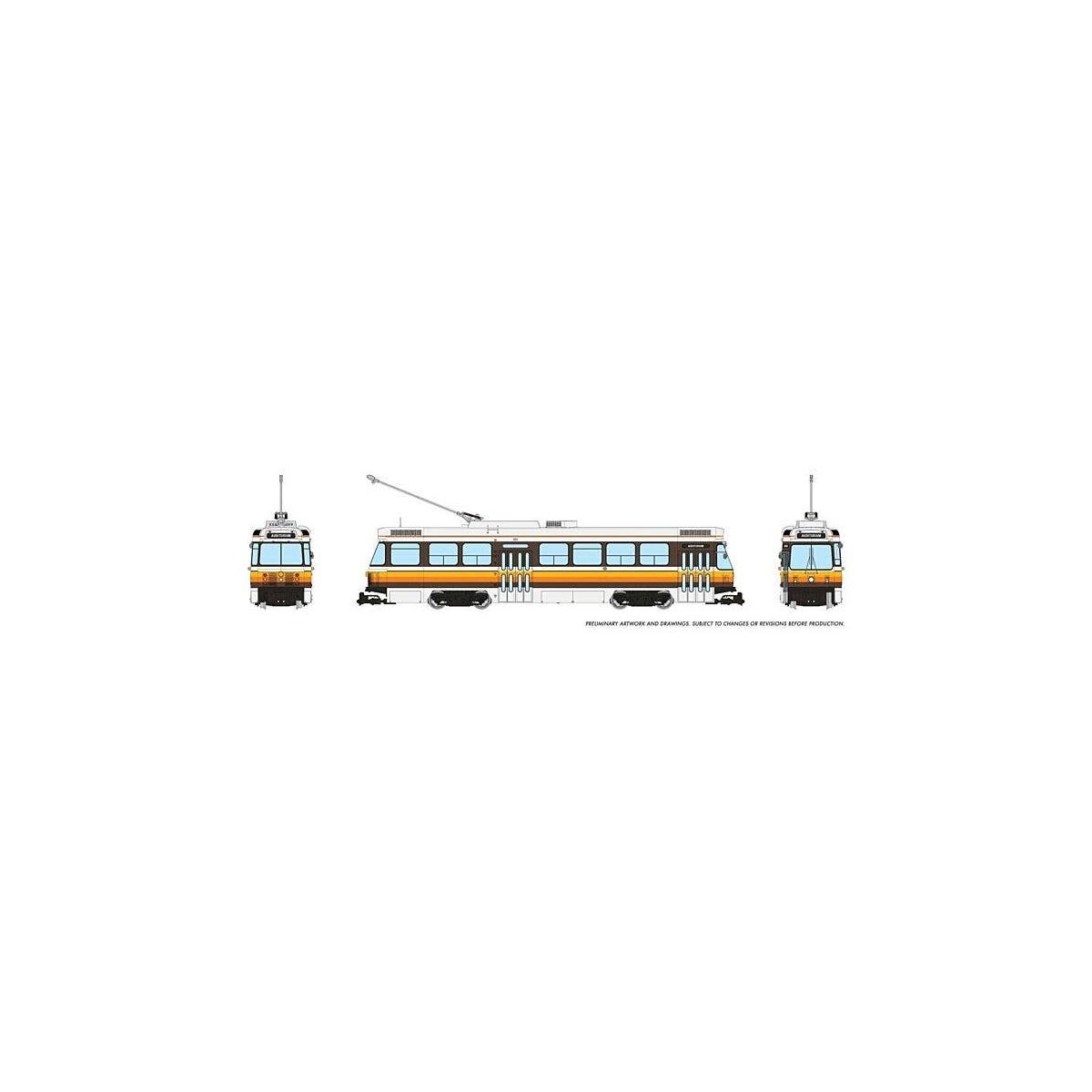Canadian Light Rail Vehicle CLRV - Sound and DCC -- Buffalo, NY (Fantasy Scheme, white, orange, yellow, brown, black), HO, Rapid