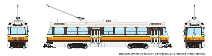 Canadian Light Rail Vehicle CLRV - Sound and DCC -- Buffalo, NY (Fantasy Scheme, white, orange, yellow, brown, black), HO, Rapid