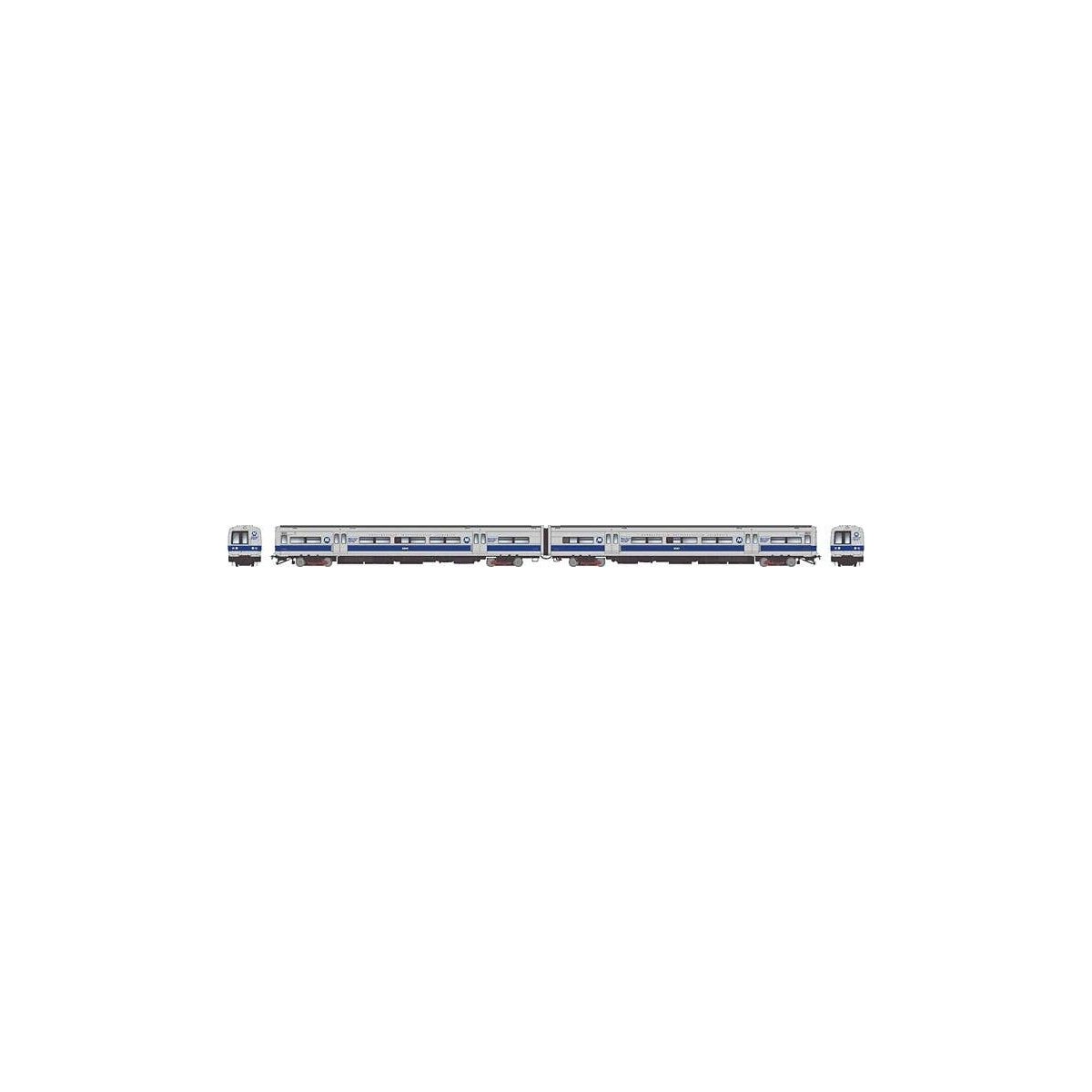 Budd M3A Electric with Headlight 2-Railcar Set - Sound and DCC -- Metro-North Commuter Railroad MNCR8130, 8131 (blue stripe sche