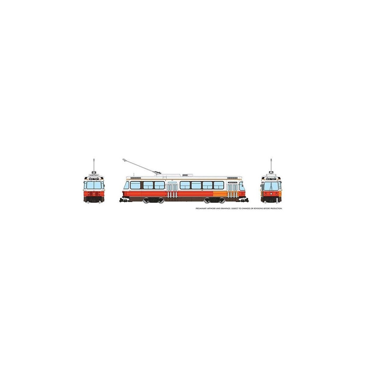 Canadian Light Rail Vehicle CLRV - Sound and DCC -- San Francisco MUNI (Fantasy Scheme, white, red, yellow, black), HO, Rapido T