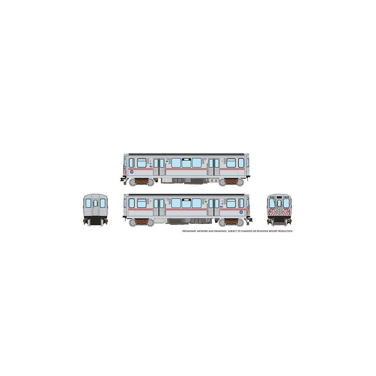 Budd 2600 Series L 2-Car Pair - Standard DC -- Chicago Transit Authority CTA (MOW Scheme, stainless steel, red, Circle Logo, N, 