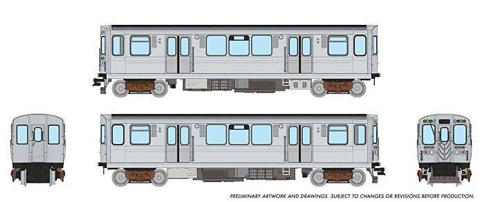 Budd 2600 Series L 2-Car Pair - Standard DC -- Painted, Unlettered (stainless steel), N, Rapido Trains Inc 588009