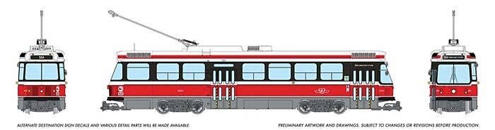 Canadian Light Rail Vehicle CLRV - Standard DC -- Toronto Transit Commission TTC 4004 (Early, red, white), HO, Rapido Trains Inc