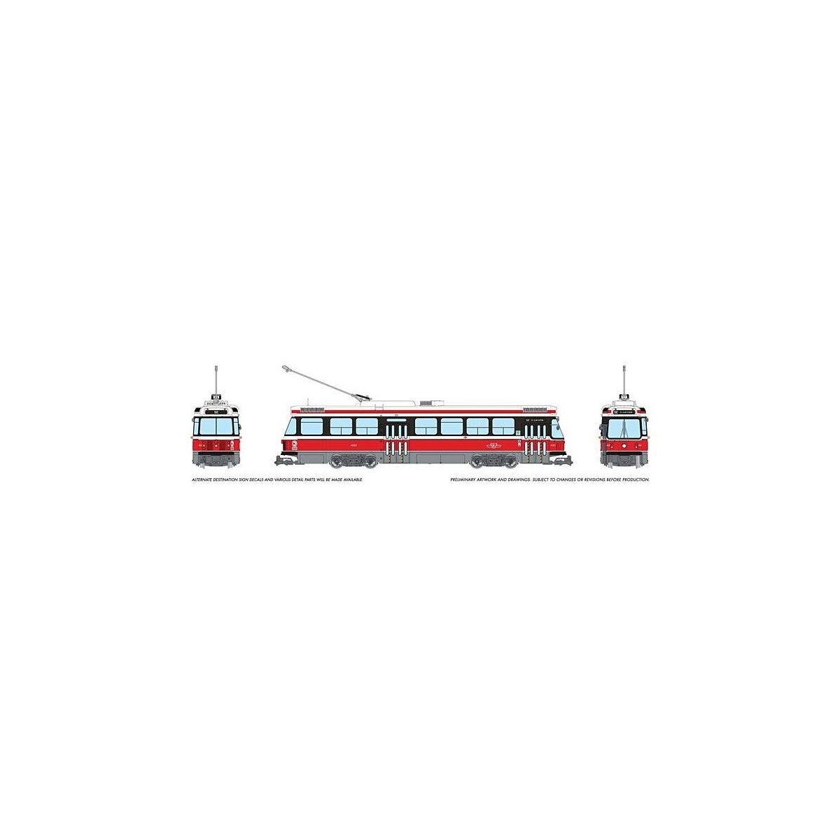 Canadian Light Rail Vehicle CLRV - Standard DC -- Toronto Transit Commission TTC 4085 (Early, red, white), HO, Rapido Trains Inc