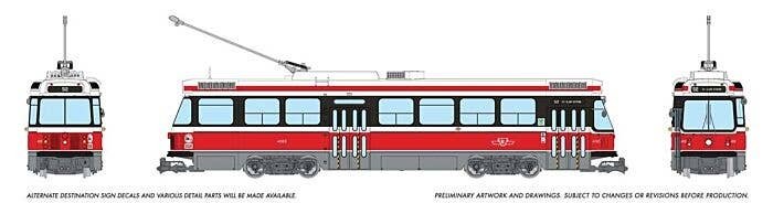 Canadian Light Rail Vehicle CLRV - Standard DC -- Toronto Transit Commission TTC 4085 (Early, red, white), HO, Rapido Trains Inc