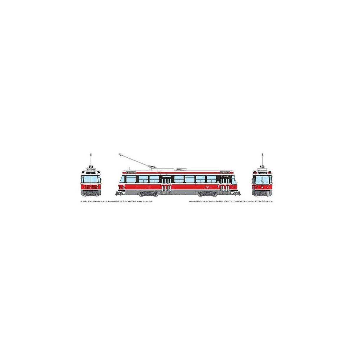 Canadian Light Rail Vehicle CLRV - Standard DC -- Toronto Transit Commission TTC 4135 (Early, red, white), HO, Rapido Trains Inc
