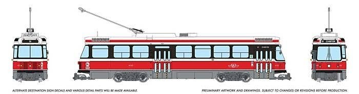 Canadian Light Rail Vehicle CLRV - Standard DC -- Toronto Transit Commission TTC 4135 (Early, red, white), HO, Rapido Trains Inc