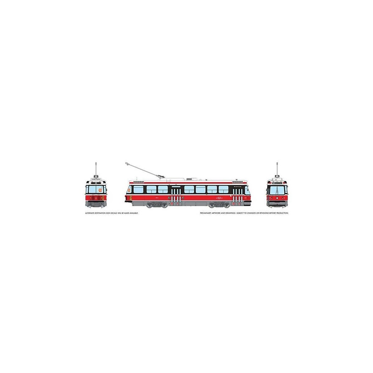 Canadian Light Rail Vehicle CLRV - Standard DC -- Toronto Transit Commission TTC 4001 (Late, red, white), HO, Rapido Trains Inc 
