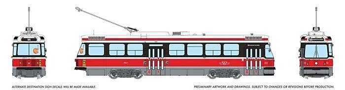 Canadian Light Rail Vehicle CLRV - Standard DC -- Toronto Transit Commission TTC 4001 (Late, red, white), HO, Rapido Trains Inc 