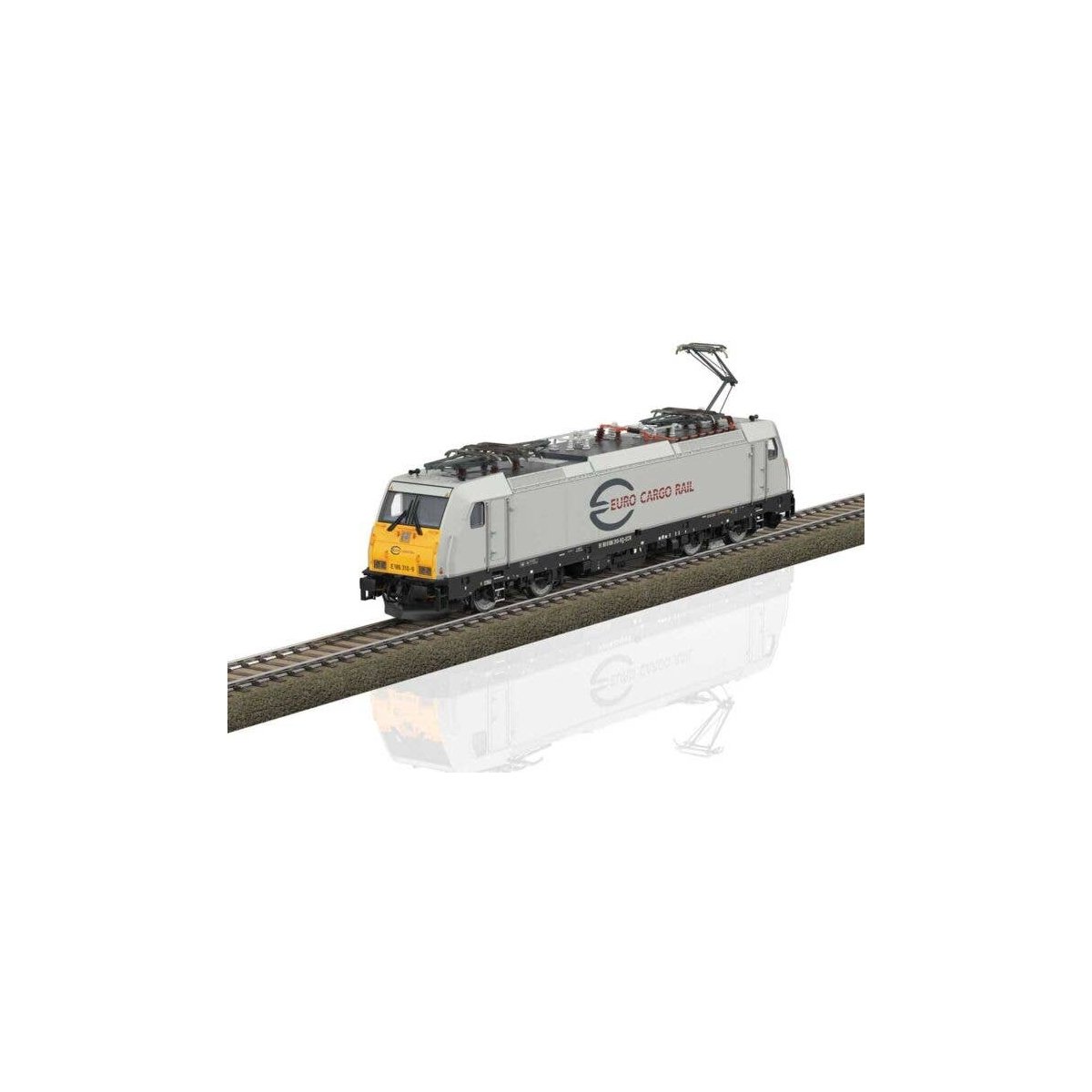 TRAXX 2 Class E 186 Electric - Sound and DCC -- Euro Cargo Rail ECR 186 310-9 (Era VI 2018, gray, yellow, black), HO, Trix 25804