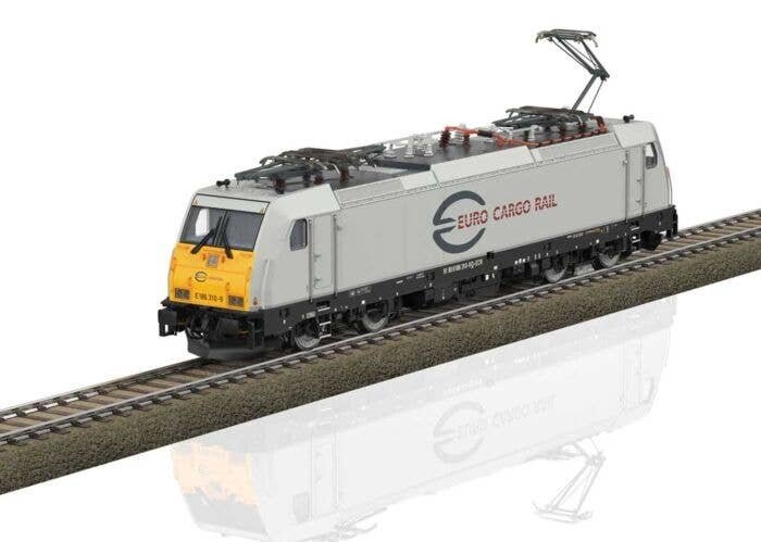 TRAXX 2 Class E 186 Electric - Sound and DCC -- Euro Cargo Rail ECR 186 310-9 (Era VI 2018, gray, yellow, black), HO, Trix 25804