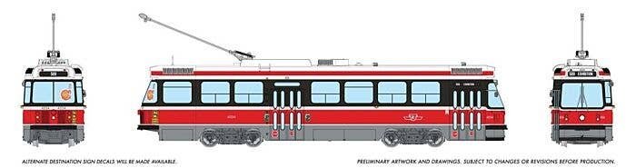 Canadian Light Rail Vehicle CLRV - Standard DC -- Toronto Transit Commission TTC 4034 (Late, red, white), HO, Rapido Trains Inc 
