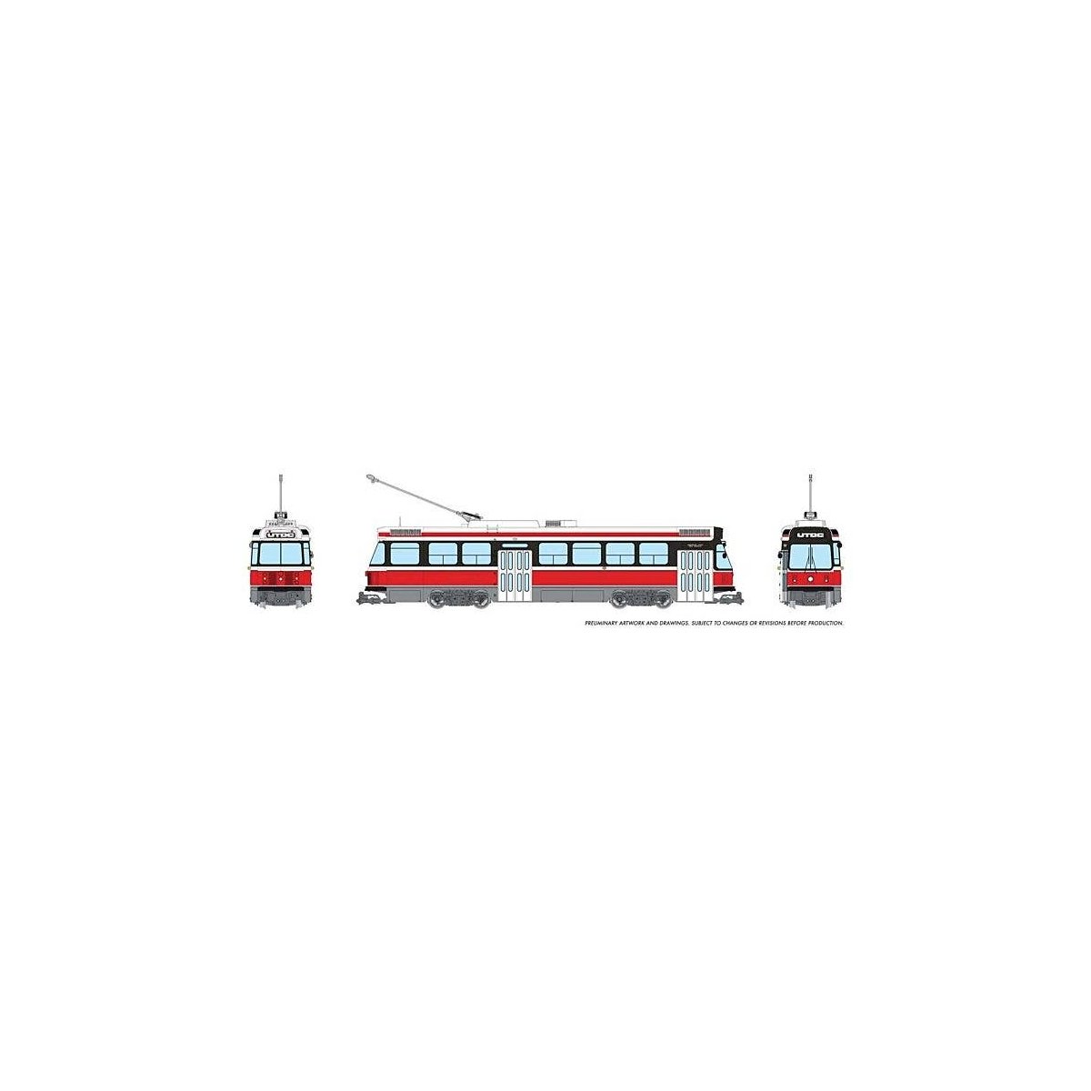 Canadian Light Rail Vehicle CLRV - Standard DC -- UTDC Demonstrator Unlettered, (red, white), HO, Rapido Trains Inc 702019
