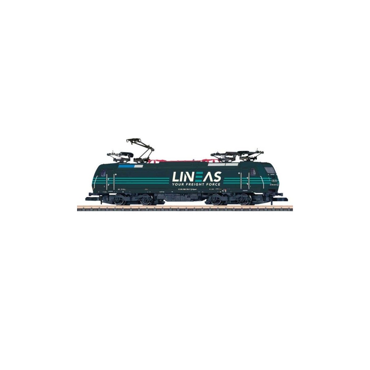 Class 186 Traxx Electric - Standard DC -- Lineas (Era VI, green, white, blue), Z, Marklin, Inc 88487