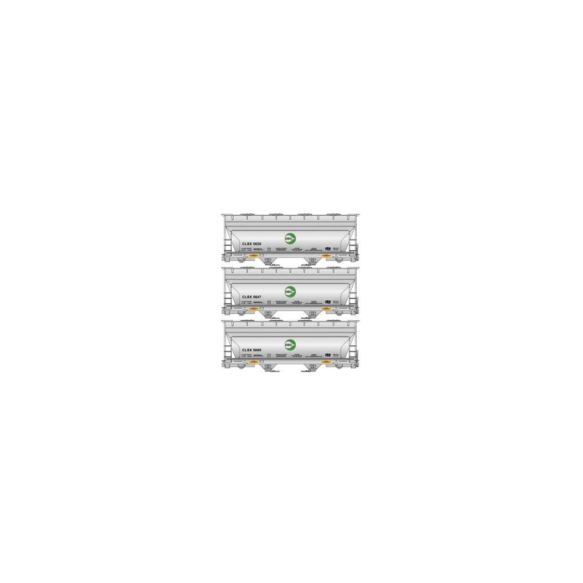 ACF 2-Bay Covered Hopper 3-Pack - Kit - Cargill CLSX - H0 - Walthers 112-8155