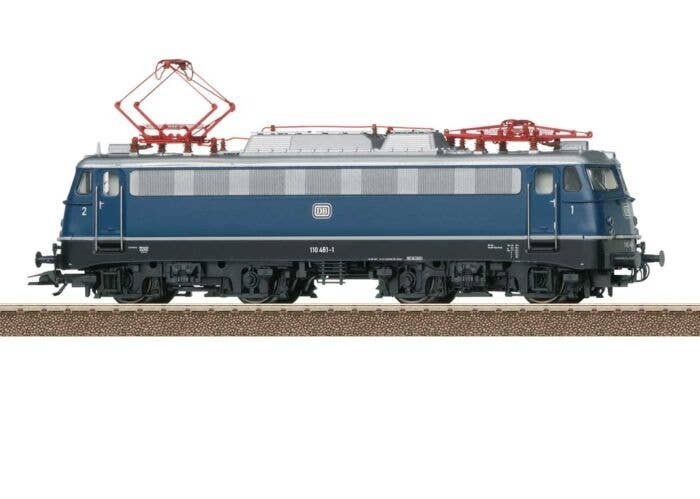 Class 110 Electric - Sound and DCC -- German Federal Railroad DB 110 461-1 (Era IV 1978, cobalt blue, black, silv, HO, Trix 2277