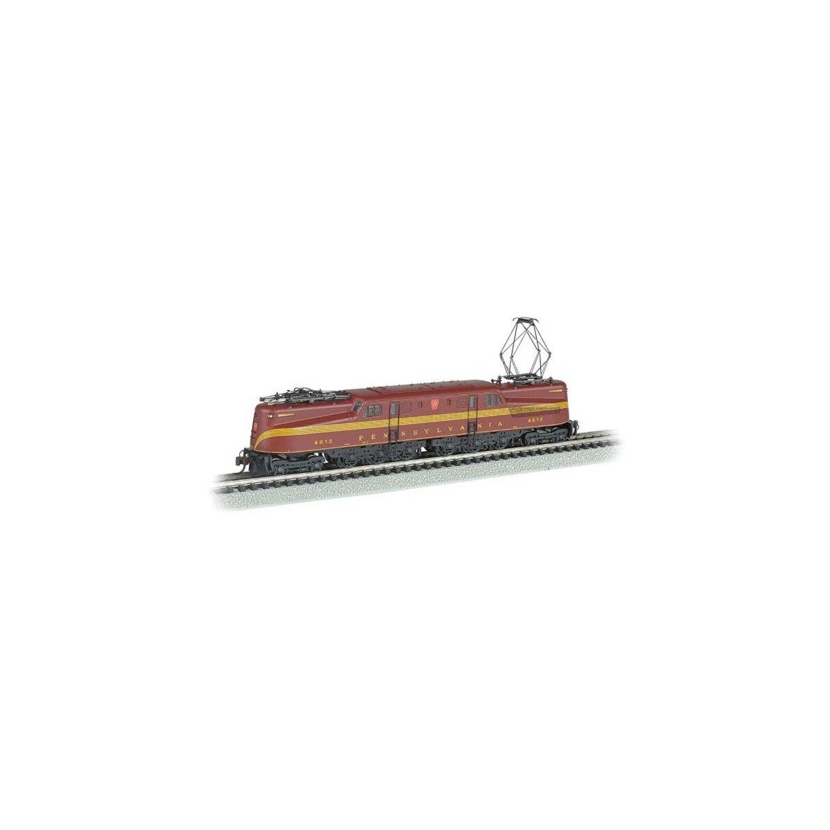 GG1 Electric w/Sound & DCC -- Pennsylvania Railroad 4913 (Tuscan, yellow, 5-Stripe), N, Bachmann Industries 65352