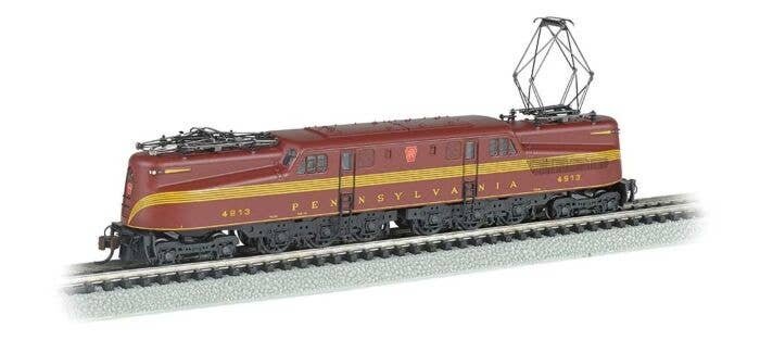 GG1 Electric w/Sound & DCC -- Pennsylvania Railroad 4913 (Tuscan, yellow, 5-Stripe), N, Bachmann Industries 65352