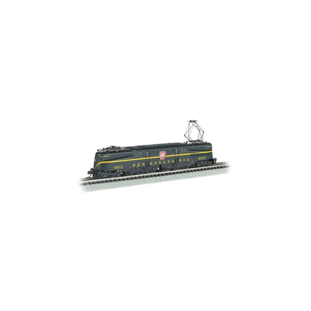 GG1 Electric - Standard DC -- Pennsylvania Railroad 4912 (Brunswick Green, yellow, Single Stripe), N, Bachmann Industries 65251