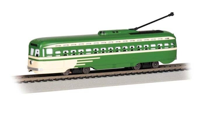 PCC Streetcar - Standard DC -- Painted, Unlettered (green, cream), HO, Bachmann Industries 60513