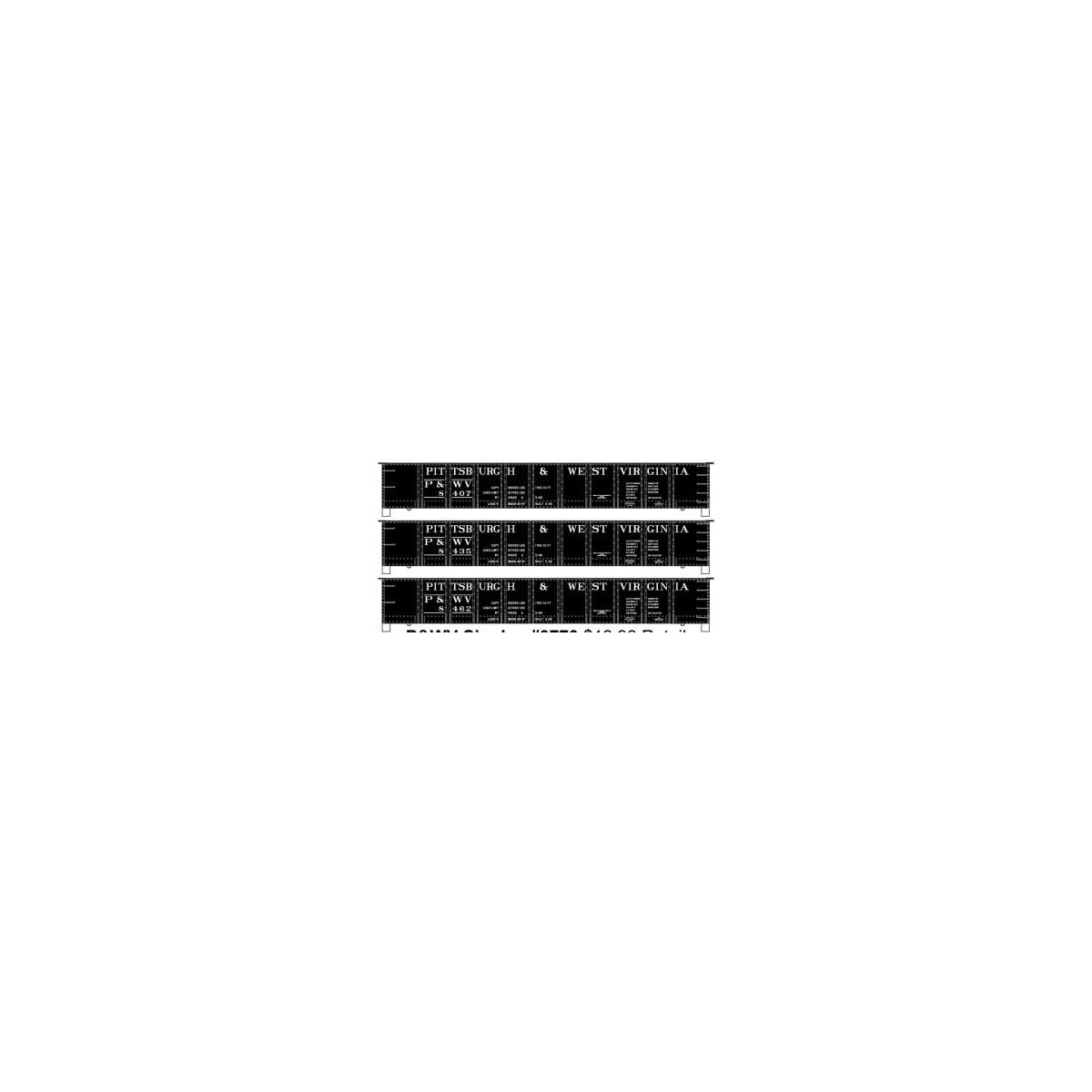 AAR 41' Steel Gondola 3-Pack - Kit - Pittsburgh & West Virginia - H0 - Walthers 112-37704