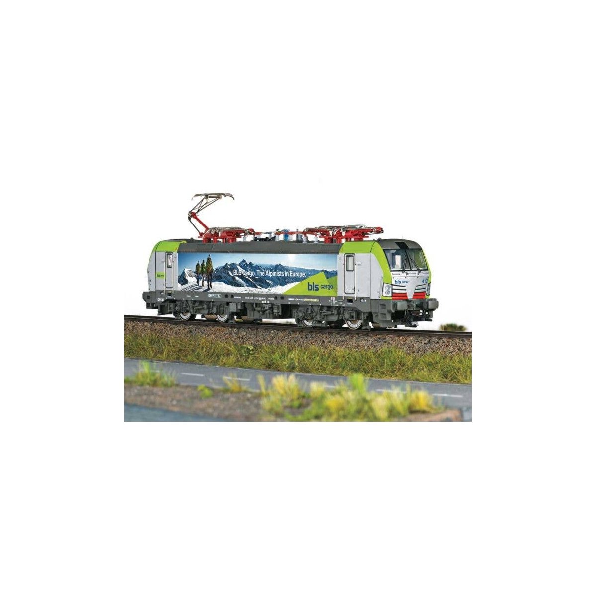 Siemens Vectron Class 475 Electric -Sound and DCC -- BLS Cargo 475 417 (Era VI 2021, gray, green, Mountain Mural), HO, Trix 2519