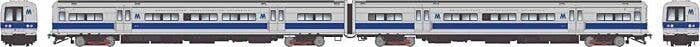 Budd M3 Electric 2-Railcar Set - Sound and DCC -- Long Island/MTA 9837, 9838 (blue stripe scheme, silver, blue), HO, Rapido Trai