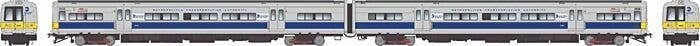 Budd M3 Electric 2-Railcar Set - Sound and DCC -- Long Island/MTA 9841, 9842 (silver, no stripe, yellow ends), HO, Rapido Trains