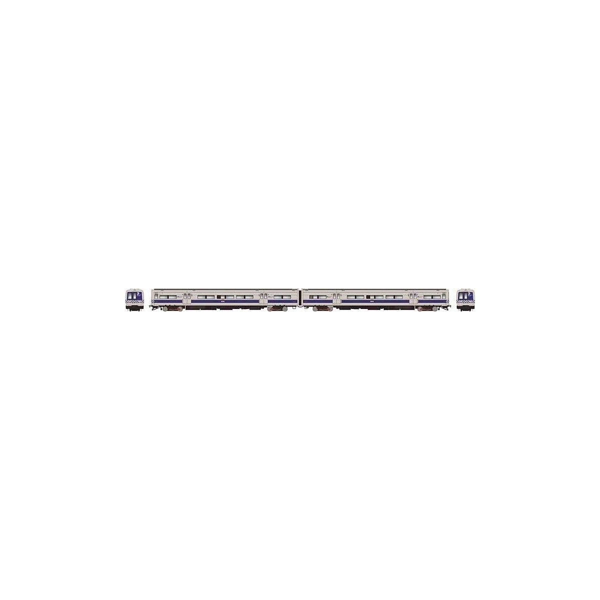 Budd M3A Electric with Headlight 2-Railcar Set - Sound and DCC -- Metro-North Commuter Railroad MNCR8132, 8133 (blue stripe sche