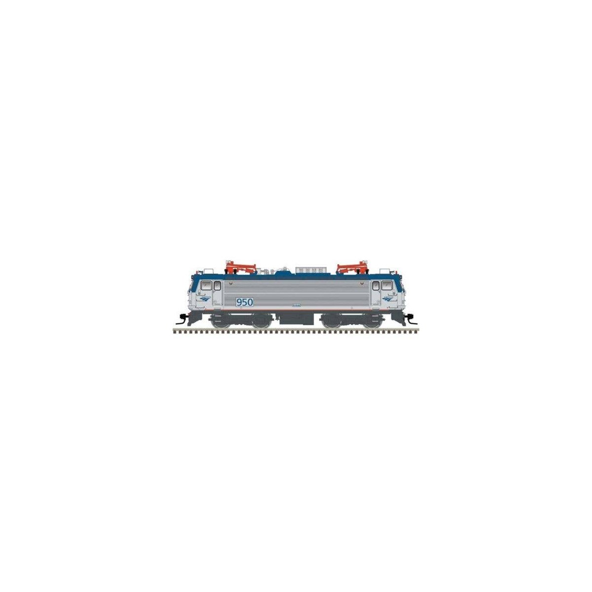 AEM-7 Electric - Standard DC - Master(R) Silver -- Amtrak 937 (Phase V, silver, blue, red, Travelmark Logo), HO, Atlas Model Rai