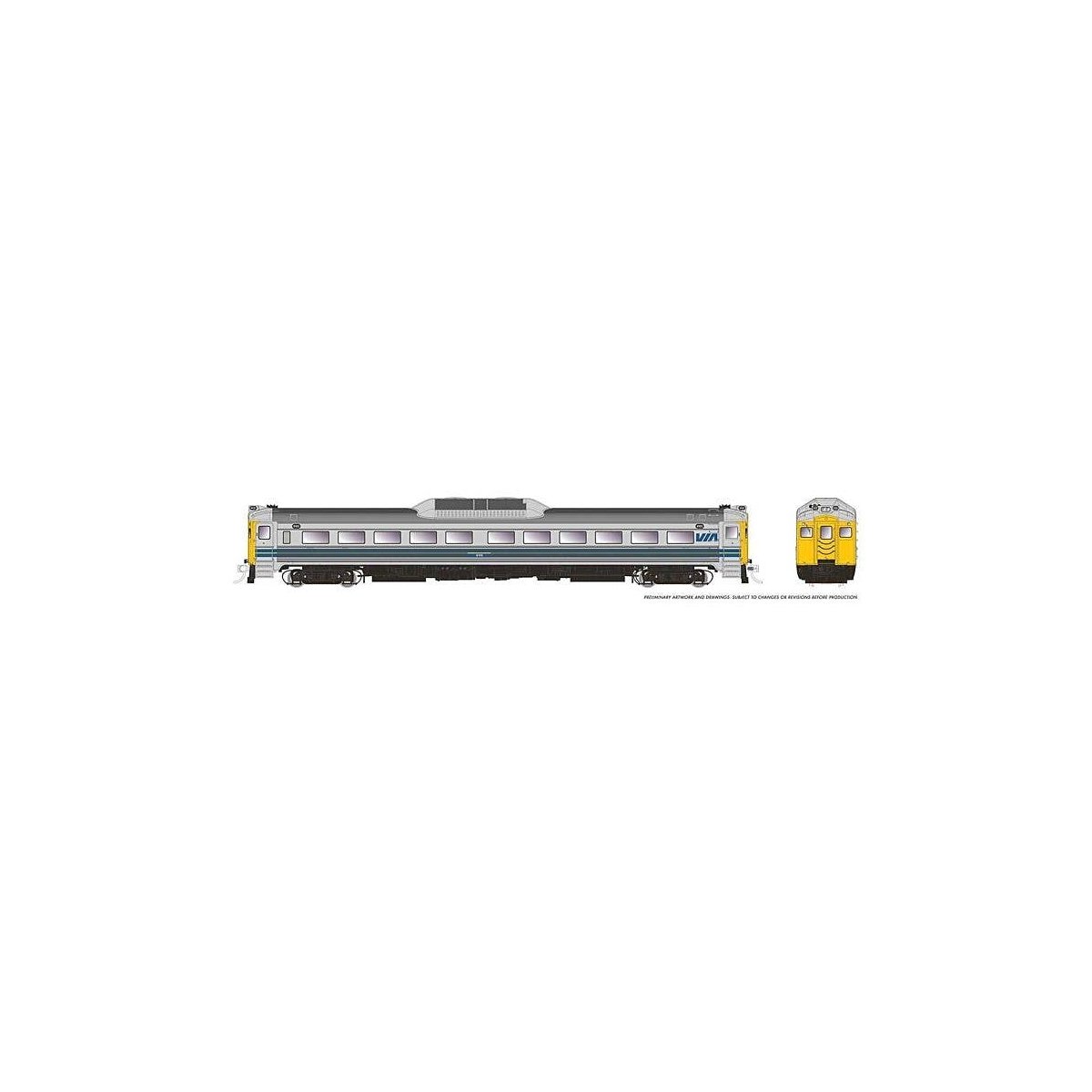 Budd RDC-1 Phase 1c - Sound and DCC -- VIA Rail Canada 6115 (stainless, blue, yellow), HO, Rapido Trains Inc 16839