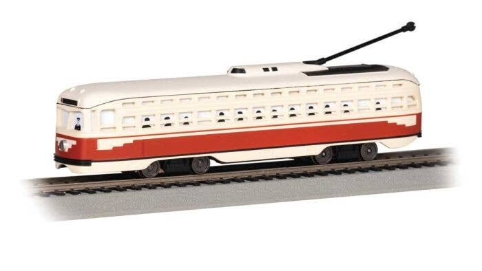 PCC Streetcar - Standard DC -- Painted, Unlettered (red, cream), HO, Bachmann Industries 60514
