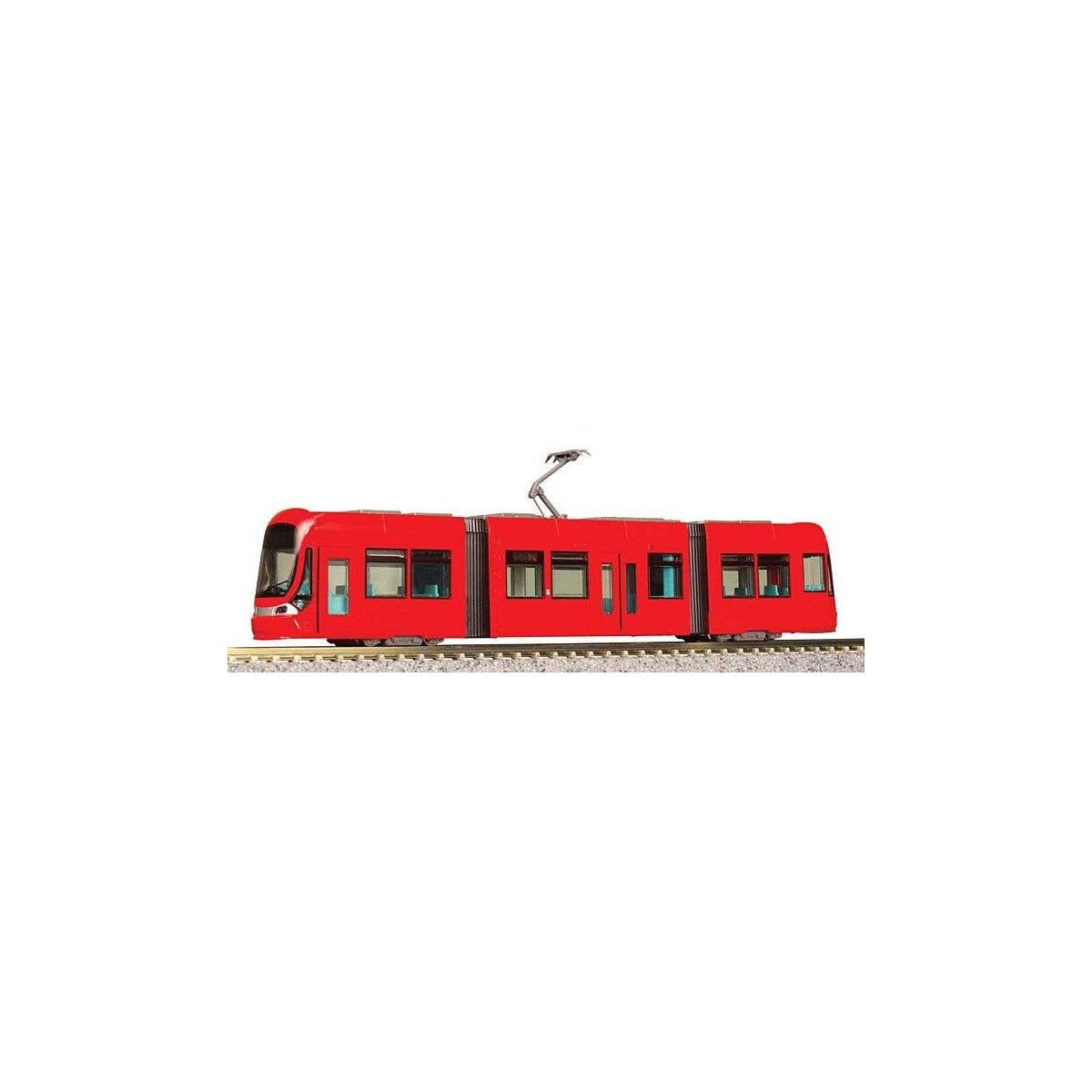 Mightram Modern Articulated Streetcar Light Rail Vehicle - Satandard DC -- Red, N, Kato USA Inc 148052