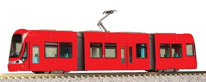 Mightram Modern Articulated Streetcar Light Rail Vehicle - Satandard DC -- Red, N, Kato USA Inc 148052