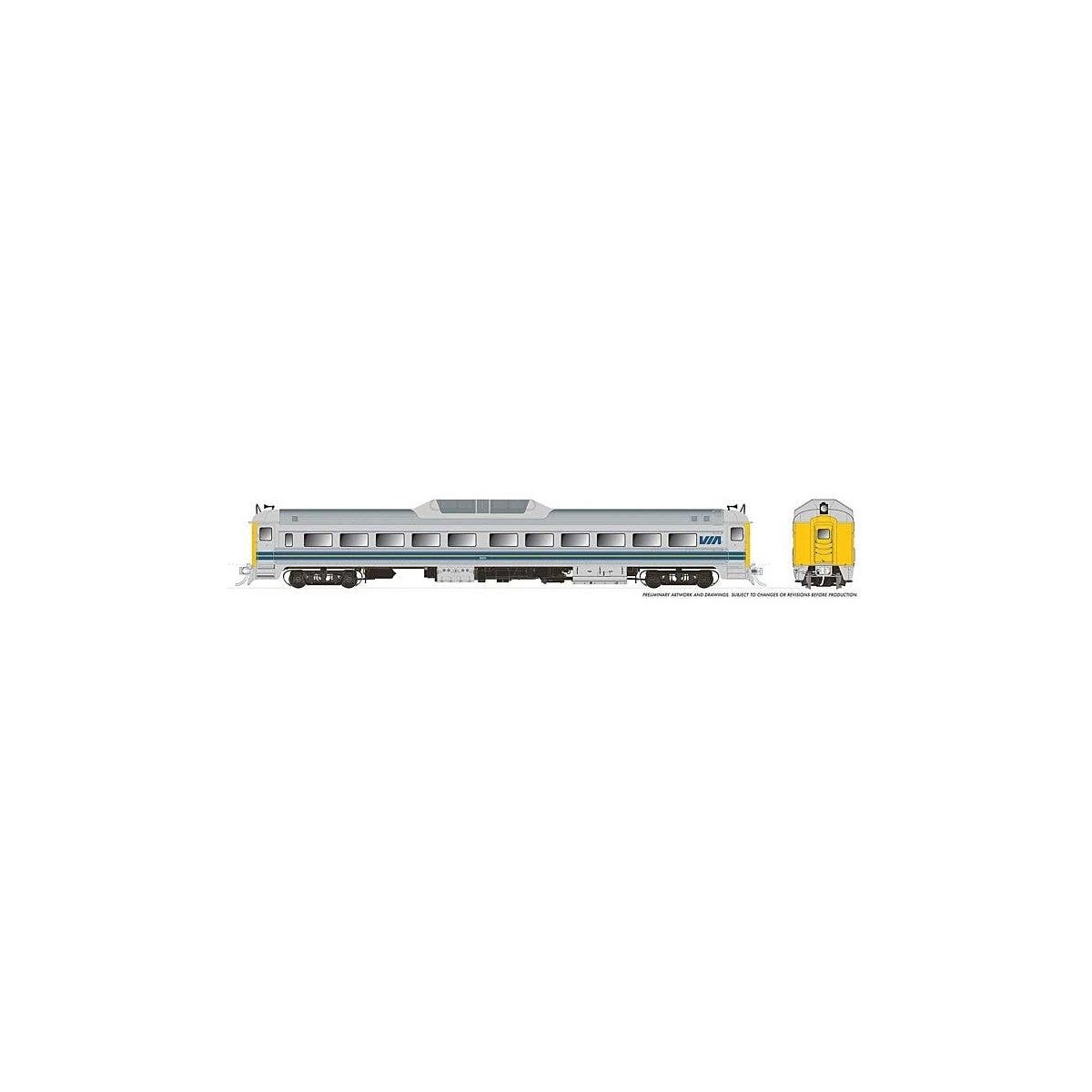 Budd RDC-9 - Standard DC -- VIA Rail Canada 6001 (stainless, blue, yellow), HO, Rapido Trains Inc 16341