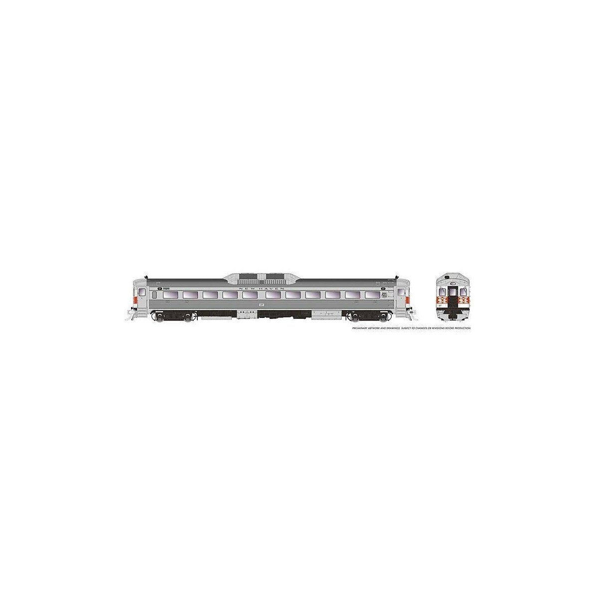 Budd RDC-1 Phase 1b - Standard DC -- New Haven 39 (McGinnis, stainless, white, red, black), HO, Rapido Trains Inc 16325