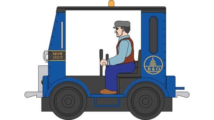 Speeder - Standard DC w/Strobe & Headlight -- Baltimore & Ohio (blue, silver), G, Bachmann Industries 96262