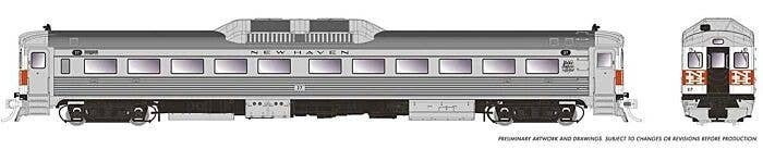 Budd RDC-1 Phase 1b - Standard DC -- New Haven 27 (McGinnis, stainless, white, red, black), HO, Rapido Trains Inc 16324