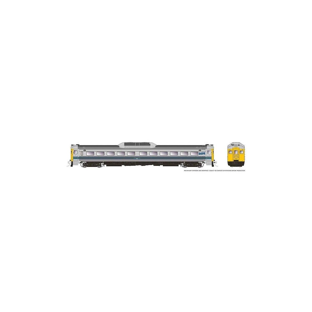 Budd RDC-1 Phase 1c - Standard DC -- VIA Rail Canada 6113 (stainless, blue, yellow), HO, Rapido Trains Inc 16338