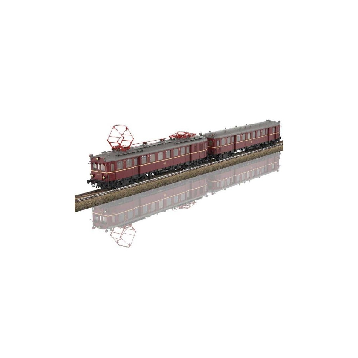 Class ET 85 Rail Car & Trailer Set - Sound and DCC -- German Federal Railroad DB ET 85 21, ES 85 20(Era III 1958, maroon, gray)
