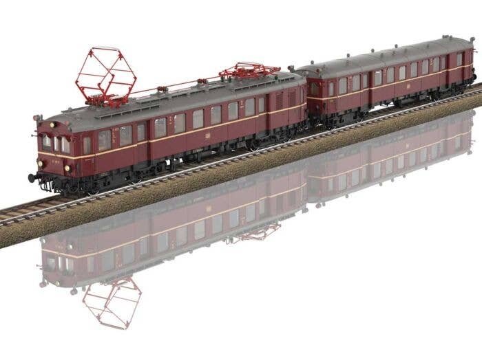 Class ET 85 Rail Car & Trailer Set - Sound and DCC -- German Federal Railroad DB ET 85 21, ES 85 20(Era III 1958, maroon, gray)