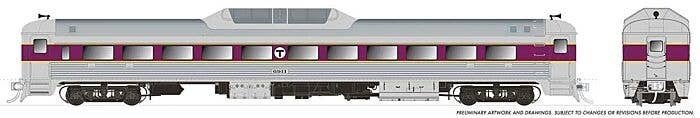 Budd RDC-9 - Standard DC -- Massachusetts Bay Transportation Authority MBTA 6911 (stainless, purple), HO, Rapido Trains Inc 1631