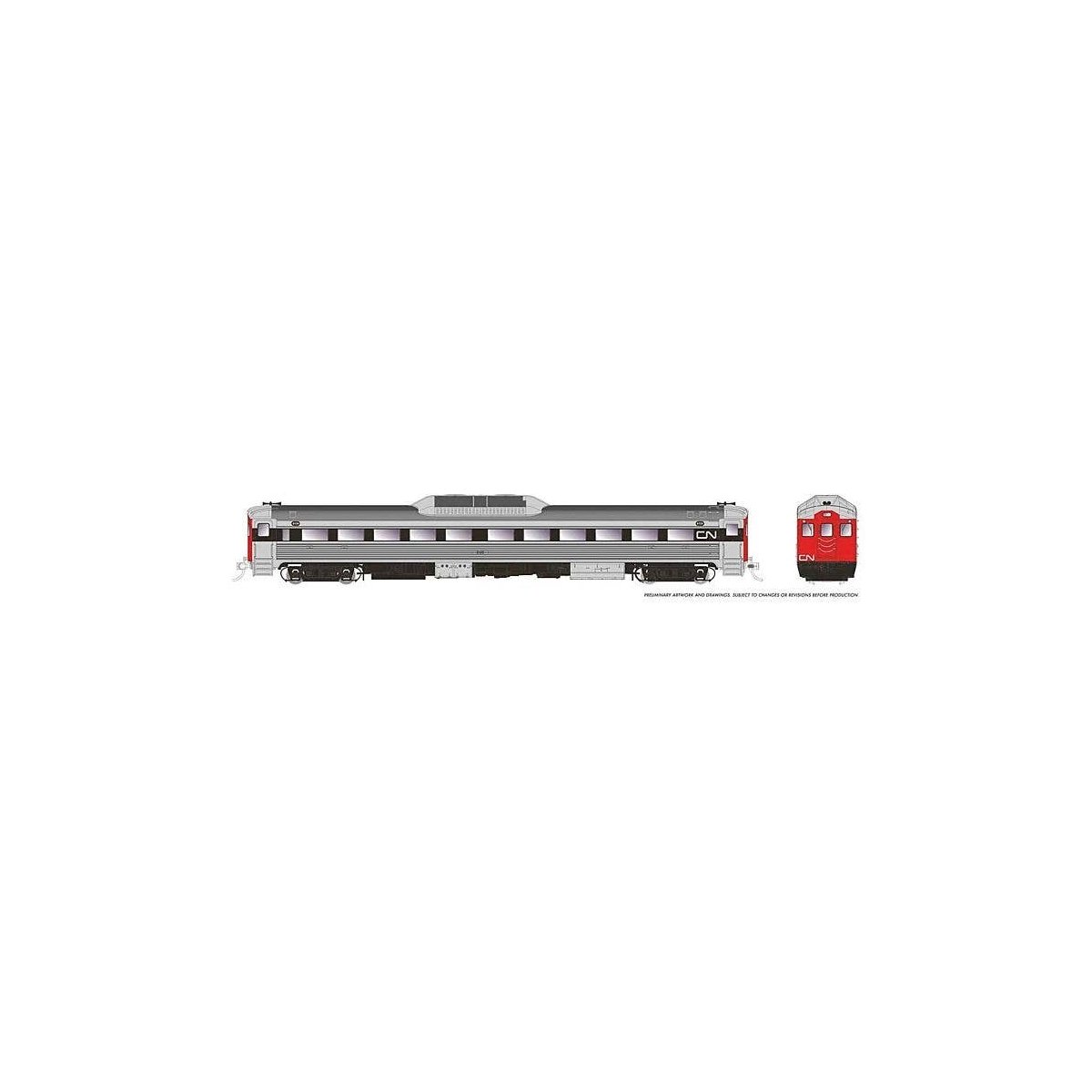Budd RDC-1 Phase 1c - Standard DC -- Canadian National 6109 (stainless, black, red, white, Noodle Logo), HO, Rapido Trains Inc 1