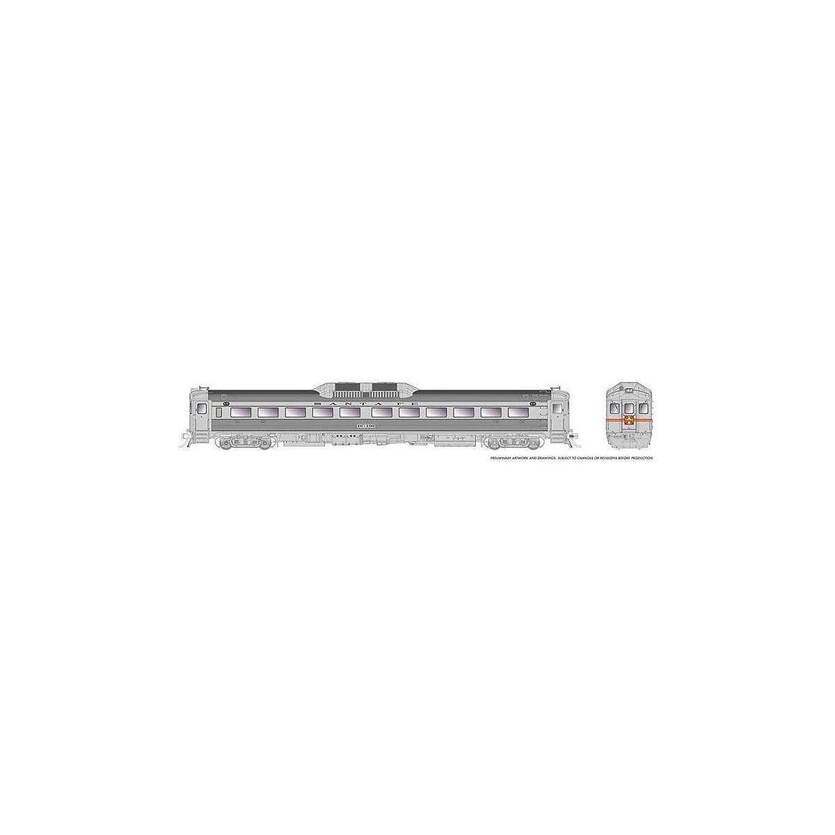 Budd RDC-1 & RDC-2 Set - Standard DC -- Santa Fe DC-191, DC192 (As-Delivered, stainless, red, black, yellow), HO, Rapido Trains